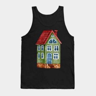 GREEN VILLAGE HOUSE WATERCOLOR Tank Top